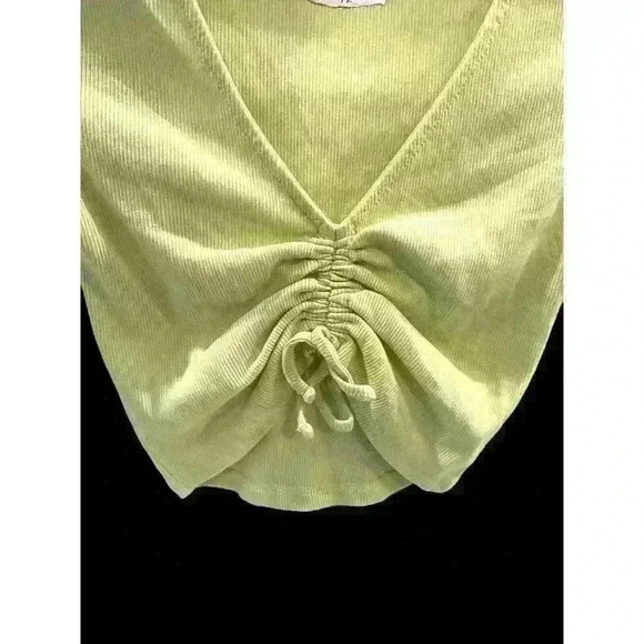 ZARA LIME GREEN Scrunch Tie Womens Size M Ribbed Lime Green CROP TOP - Picture 5 of 6